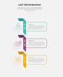 © teguhjatipras - list vertical stacked process infographic outline style with 3 point template with flipped ribbon style with round rectangle container for slide presentation
