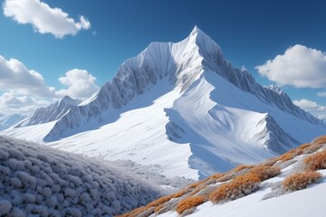 Wall Mural - snowy mountain with a few clouds in the sky