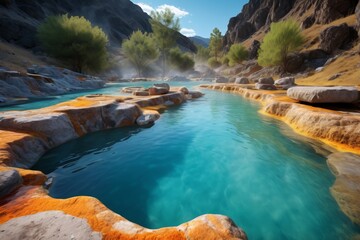 Wall Mural - there is a large body of water with rocks and water surrounding it