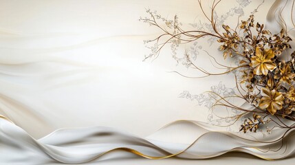 Poster - Elegant flowing vine thai design inspired art serene studio floral composition minimalist environment close-up view