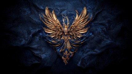 Poster - Dynamic kinnaree motif with golden wings art display digital environment mythical concept