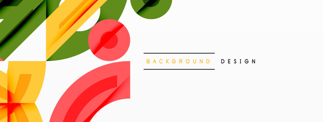 Wall Mural - Abstract geometric background with shapes, featuring circular and rounded elements. Bold contrast, smooth gradients, dynamic composition, futuristic style