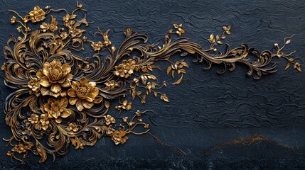 Poster - Traditional thai rad nam motif elegant floral elements in contemporary art installation