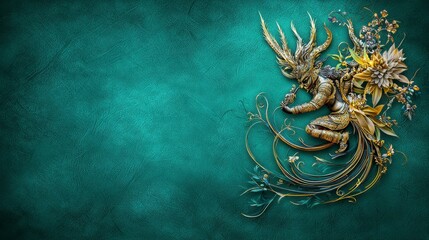 Poster - Traditional thai singh design with golden detailing cultural art elegant environment vibrant viewpoint