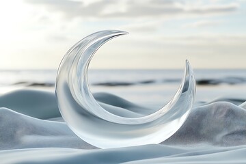 Canvas Print - Stunning Glass Crescent Moon Sculpture