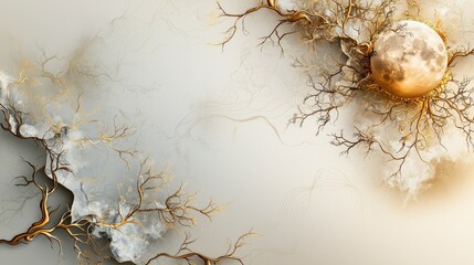 Poster - Serene golden krajae chan pattern under moonlight digital art tranquil atmosphere abstract concept