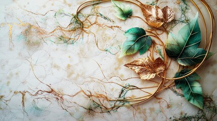 Aufkleber - Coiling line art inspiration thai kan khod bai thet design nature artistic close-up elegant aesthetics