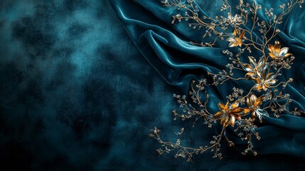 Aufkleber - Elegant thai poom kan yang design with floral branches textile art contemporary artistic perspective