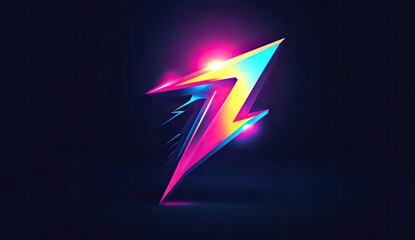 Fototapete - Neon Lightning Bolt Graphic Design