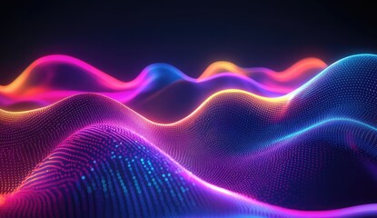 Poster - Abstract colorful digital wave patterns