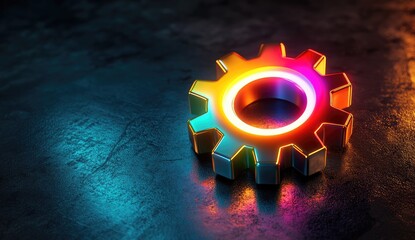 Aufkleber - Colorful Gear on Dark Stone Surface