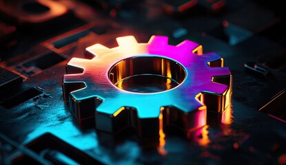 Aufkleber - Colorful gear on circuit board
