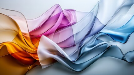 Poster - Translucent glass waves in an artistic display abstract art modern design interior setting vibrant colors