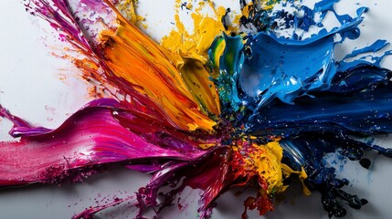 Aufkleber - Vivid paint splash art studio space macro shot creative environment close-up view bold artistic expression