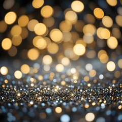 Wall Mural - background of abstract glitter lights. silver and gold. de-focused. banner