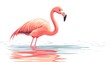 © sirisak - Vivid flamingo standing gracefully in the water surrounded by beautiful nature
