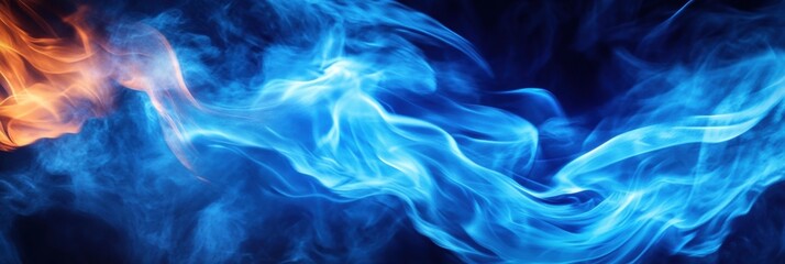 Aufkleber - Bright blue gas flame close up showcasing vibrant colors and dynamic motion in a controlled environment. Generative AI