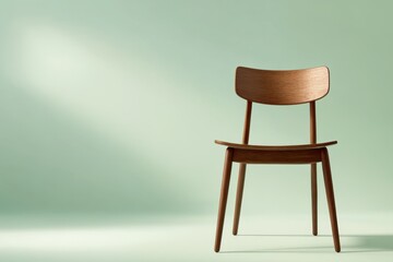 Wall Mural - A wooden chair set in a pale green studio background