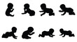 © Ashikur - Baby crawling silhouettes collection isolated on white background