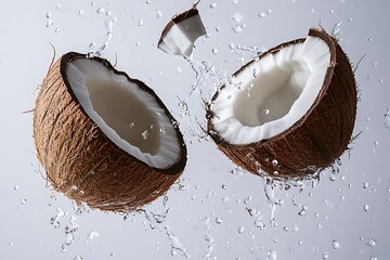 Wall Mural - Fresh Coconut in Water Splash - Tropical Fruit