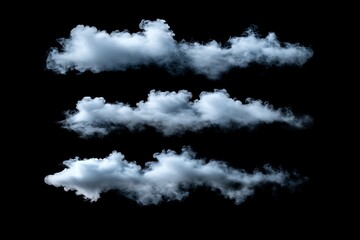 Wall Mural - set of realistic clouds isolated on black background. collection of realistic clouds.