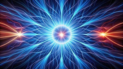 Wall Mural - electric field lines radiating from a positive charge, spectrum diagram