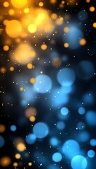 Wall Mural - abstract background displaying blue and gold bokeh light effects
