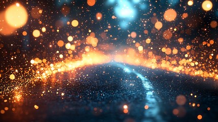 Wall Mural - glowing road, night, magical lights, bokeh, fantasy background, ideal for websites