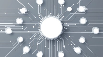 Abstract circuit board design with central blank circle.