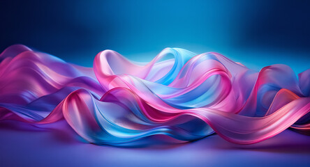 Wall Mural - smooth abstract flowing shape with pink, blue, and purple colors on a blue gradient background. it l