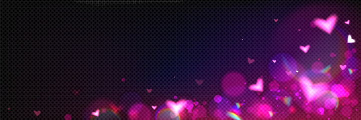 Wall Mural - hearts flare trail on transparent background. glowing pink bokeh lights texture, romantic light effe