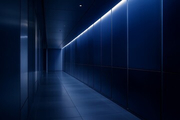 Poster - Dark Blue Modern Corridor Interior Design