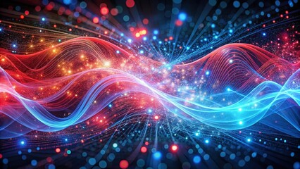 Wall Mural - swirling red and blue particle waves in a mesmerizing abstract art pattern , energy, wave, energy, w