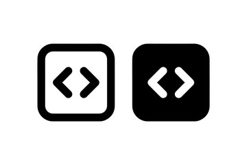 code symbol inside square icons vector