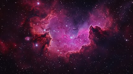 Wall Mural - nebula in dark purples and magentas, stars glowing brightly in the vastness of space