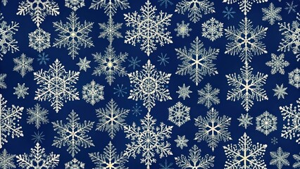 Wall Mural - intricate snowflake seamless pattern on deep blue background , winter, frost, winter, frost, crystal