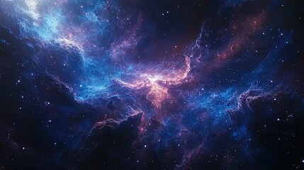 Wall Mural - a quiet blue and purple nebula with swirling cosmic dust and faint starlight, soothing and vast
