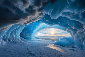Wall Mural - immerse yourself in mesmerizing of a glacier's facade, as it unveils a symphony of intricate pattern