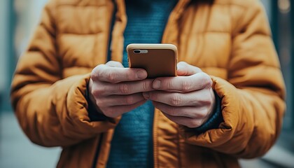 A person is holding and using a smartphone device