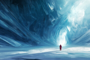 Wall Mural - immerse yourself in mesmerizing of a glacier's facade, as it unveils a symphony of intricate pattern