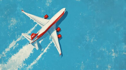 Aufkleber - Bold airplane soaring through bright blue sky illustrates leadership concept with digital paper craft style. Generative AI