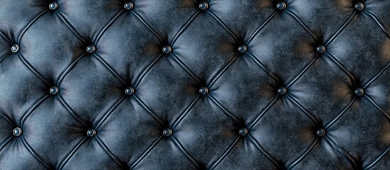Aufkleber - Elegant dark blue and grey tufted fabric texture featuring a sophisticated diamond pattern with glossy black buttons in a stylish arrangement.