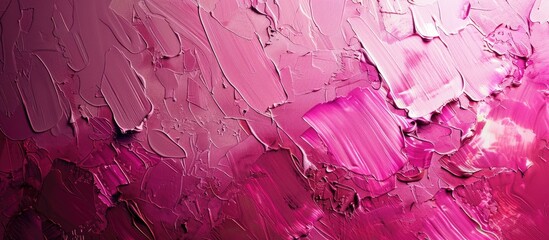 Leinwandbilder - Textured magenta paint swirls on canvas with variations of pink hues and bold brush strokes creating a vibrant abstract background with space for text