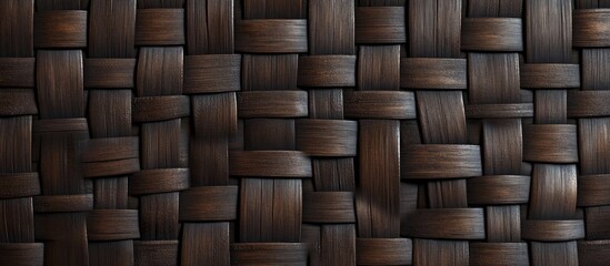 Aufkleber - Woven bamboo texture in dark brown shades creates a rich background with intricate patterns suitable for design and decoration projects