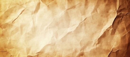 Poster - Crumpled vintage paper background in warm beige tones with soft light texture and subtle shadow details for retro design concepts.
