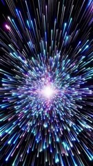Wall Mural - radiant cosmic burst journey through vivid light trails exploding in space