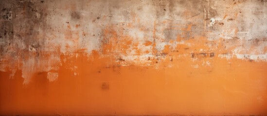 Aufkleber - Textured orange and gray concrete wall with faded plaster, features an abstract gradient effect from gray to vibrant orange at the bottom.