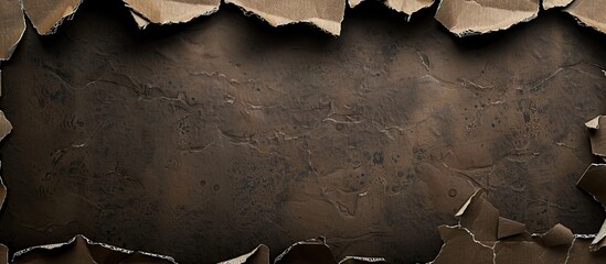 Aufkleber - Torn brown paper background with dark textured center and ragged edges, creating a rustic, vintage appearance ideal for artistic designs.