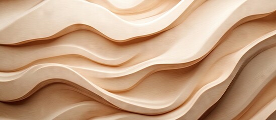 Aufkleber - Natural wood texture background featuring soft beige wave patterns and layered contours, ideal for design projects with a warm aesthetic.