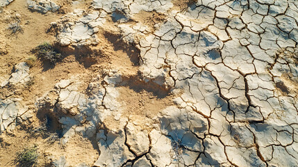 Wall Mural - of an arid desert landscape with intricate cracked ground textures